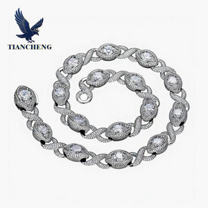 Collar de Hombre Personalizado con Cadena Cubana de 15 mm, Estilo Hip Hop, con Incrustaciones de Circonita, 8 <span class=keywords><strong>Palabras</strong></span>, Envío Gratuito - Product Image 1