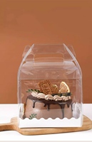 Boîte en plastique transparente pour gâteau, alimentaire, portable, individuelle, avec poignée, pour la Saint-Valentin, dessert et décoration florale