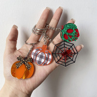 Llavero al por mayor de Halloween con brillo, calabaza, telaraña, calavera, de metal para llave de coche, recuerdo de fiesta, decoración, regalo