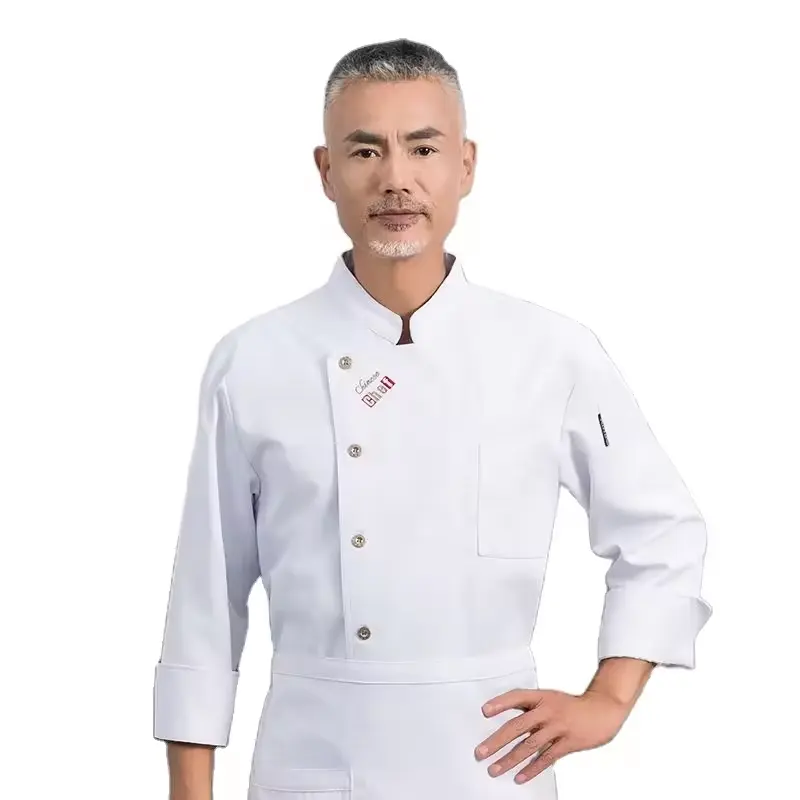 Groothandel Custom Oem Logo Effen Mannen Vrouwen Lange Mouw Chef Uniform Hotel Catering Cake Bakker Japanse Sushi Chef Jas Uniform