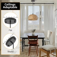 Luminaire suspendu en rotin naturel et bambou, tissé à la main, réglable, taille moyenne, pour la maison, l'hôtel, style Wabi Sabi