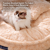 Coussin de couchage rond anti-anxiété pour animaux de compagnie, en peluche longue et moelleuse, chaud, avec rembourrage extra épais, nid douillet pour chats et chiens