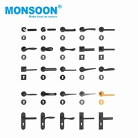 Poignée de porte moderne en bois MONSOON avec serrure à mortaise, ensemble de poignées à levier en acier inoxydable, poignée de porte tubulaire creuse avec installation facile