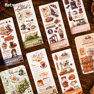 Pegatinas de PVC Impresas de la Serie Retro Story Coffee Diary, 6 Estilos Decorativos para Diario, Manualidades y Decoración, Fáciles de Pegar - Product Image 5