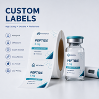 Etiquetas Adhesivas de PVC Impermeables para Viales de Péptidos con Logotipo Personalizado, para Viales de Vidrio de 2ml, 3ml, 5ml y 10ml