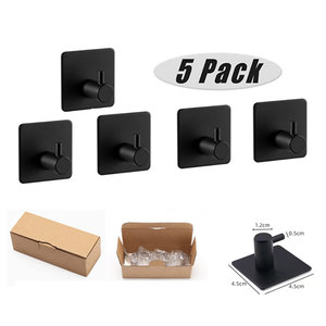 Sanga Custom Logo <b>Black</b> Bathroom Strong Adhesive Eco-Friendly Multifunction Stainless Steel 304 Metal <b>Hooks</b> for Walls - Product Image 3