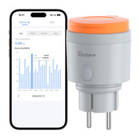 SONOFF S61STPF-PM-O Prise intelligente extérieure (Type F) Matter via Wi-Fi avec suivi des consommations énergétiques, protection contre les surcharges et les surtensions, programmable