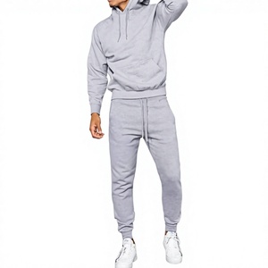 <b>Men</b> Hooded Tracksuit Solid <b>Navy</b> Cotton Casual Wear Full Length Drawstring <b>Jogger</b> Pants Regular Fit Autumn Breathable - Product Image 1