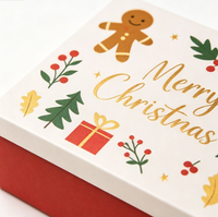 Boîte rigide de Noël personnalisée avec nœud en satin, surface en papier artistique pour un emballage de Noël de luxe