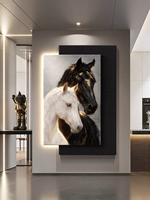Cuadro de Lona con Textura 3D de Caballo de Lujo Grande, Pósteres y Láminas de Arte Mural, Decoración de Pared para Entrada de Pasillo con Motivo Animal