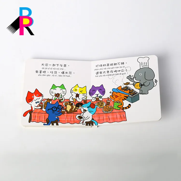 OEMデザインカラフルな印刷ハードカバー売れ筋アニマルボードブック販売用ピンインと漢字ボードブック
