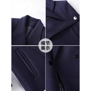 Women's Black Wool Coat Thickened Warm Work Uniform For Jewelry Shop Salesperson Professional Long Sleeve Winter Outerwear - Product Image 4