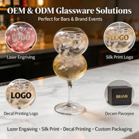 Verres à cocktail en verre sphériques empilables, sans plomb, pour mariage, brunch, café, accessoire photo, avec logo, coffret cadeau