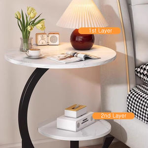 Mesas de Centro de Lujo de Diseño al por Mayor, Mesa Auxiliar Redonda Minimalista Dorada para Desayuno, Mesa Auxiliar para Sala de Estar que Ahorra Espacio - Product Image 3