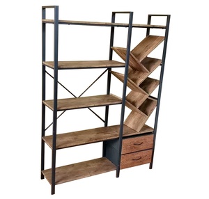 Estantería de tablero de MDF y metal de diseño moderno <span class=keywords><strong>con</strong></span> cajones de tela para sala de estar, escuela, muebles para el hogar - Product Image 3