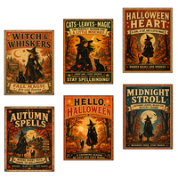 Plaque Métallique Vintage Halloween Sorcière Chat Noir Citations Magiques Automnales Décoration Murale Ferme Rétro Art Mural En Métal
