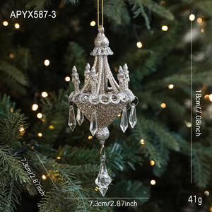 Elegant Miniature <b>Chandelier</b> Christmas Baubles Gold <b>Silver</b> Glitter Tree Hanging Ornaments Luxury Xmas Home Decor - Product Image 6
