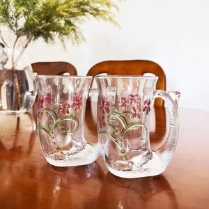 Tasse à eau en verre <span class=keywords><strong>Raymond</strong></span>, tasse à thé fleuri, tasse à thé domestique avec poignée - Product Image 1