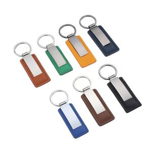 Porte-clés personnalisé en cuir PU avec logo, porte-clés promotionnel pour voiture, vente en gros, porte-clés vierge uni, anime, personnalisable, en métal - Product Image 1
