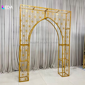 LEDA Custom Retro Luxury Gold Metal Arch Modern Custom Hollow Carving Wedding <b>Backdrop</b> <b>Stand</b> for Wedding Events - Product Image 6