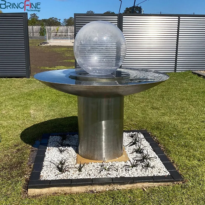 Wholesale Price Modern Outside Feature Home Decoration Large Stainless Steel Light Acrylic Sphere Garden Water Fountain Outdoor