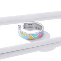 Coloré goutte bague ouvertures créent élégant 925 argent géométrique main ornement BSR126