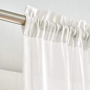 <span class=keywords><strong>Tende</strong></span> in Chiffon Bianco per <span class=keywords><strong>Soggiorno</strong></span> e Ufficio, Morbide e Setose, Decorazione con Asta, <span class=keywords><strong>Tende</strong></span> Moderne per Finestre - Product Image 3