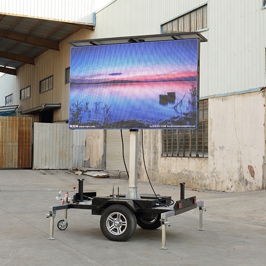 Energy Saving Advertising Mobile Trailer Led Tv Screen With Solar Panels and Battery Management
