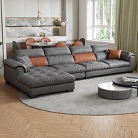 Juego de sofá cama en forma de L de cuero sintético italiano europeo de lujo moderno muebles modulares de tela de madera para comedor Hotel