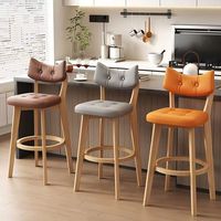 Tabouret de bar en bois massif avec dossier, design moderne et minimaliste, usage commercial et domestique, mobilier de bar haut de gamme et luxueux