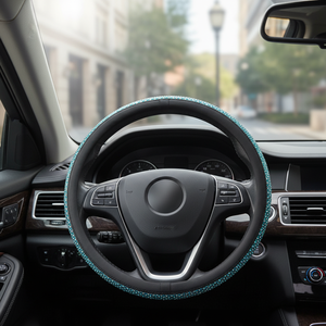 Housse de volant en cuir PU à motif écossais unique avec strass – Protection et amélioration instantanée pour votre voiture - Product Image 1