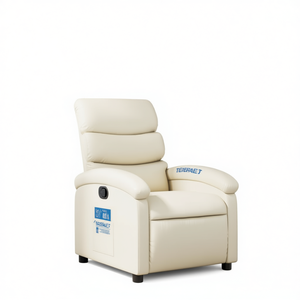 Fauteuil inclinable Teieraet en similicuir crème, design contemporain, commandé par boutons, mobilier de salon - Product Image 1