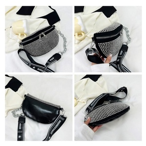 Trendy Bling Rhinestone Crystal PU Leather RFID-Blocking Shoulder/Waist <b>Bag</b> <b>Evening</b> Party Daily Use Women's Fashion Fanny Pack - Product Image 2
