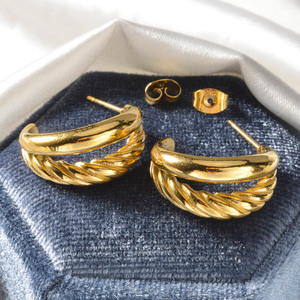 18K <b>Gold</b> Plated Stainless Steel <b>Small</b> <b>Hoop</b> Earrings Waterproof Tarnish Free Minimalist Daily Women Earrings - Product Image 4