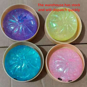 Juguete Sensorial Antiestrés de TPR de Levantamiento Lento con Purpurina, Diseño de Dumpling Holográfico, Caja Sorpresa, Juguete de Peluche de Panecillo al Vapor para Niños, Regalo - Product Image 2