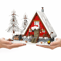 Ensemble de blocs de construction de cabane d'hiver de Noël, jouet de construction STEM, kit de modèle de maison de neige, briques éducatives DIY, cadeau de vacances