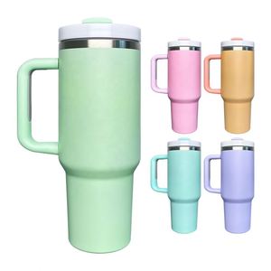 Mug isotherme en acier inoxydable H2.0 vierge pour sublimation, finition mate ou brillante, couleur Macaron, 40oz, avec poignée et paille, entrepôt USA - Product Image 1