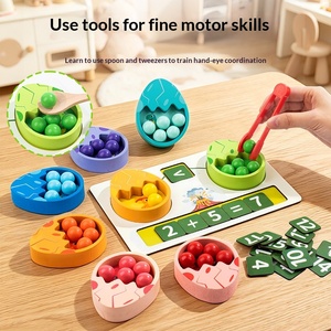 Jeu d'œufs de dinosaures colorés en bois CE CPC pour l'apprentissage des calculs mathématiques et le développement cognitif - Product Image 1