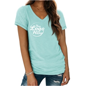 Blusa Casual para Mujer con Cuello en V, Lavado Ácido, Personalizada, Camiseta Básica 2024, Corte Regular, Manga Corta, Estampada, Deportiva, Verano - Product Image 1