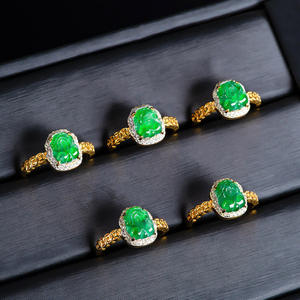 Natural Jadeite Pi Xiu <b>Ring</b> S925 Silver Inset Original Design Fine Jewelry <b>Rings</b> Adjustable Appraisal Certificate D820 - Product Image 4