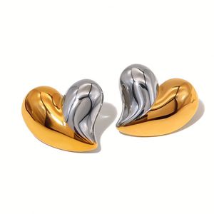 Pendientes de Acero Inoxidable Personalizados Finetoo con Nudo de Corazón Geométrico y Flor en Oro de 18K para Mujer, Joyería Antideslustre - Product Image 3