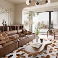 Conception de personnalisation de toute la maison dans un style moderne du milieu du siècle avec un matériau composite bois-plastique imperméable