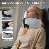 Oreiller de voyage 100 % mousse à mémoire de forme, accessoires portables pour avion avec masque pour les yeux