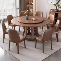 Ensemble de table à manger moderne en bois de noyer massif avec 8 chaises pour restaurant et maison