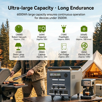 Estación de Energía Portátil 3000Wh LiFePO4, Generador Solar Portátil 2500W Onda Sinusoidal Pura, para Camping, RV, Hogar, Respaldo de Energía 110V 220V
