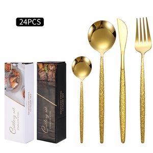 Set di Posate Portoghesi in Acciaio Inox 24 Pezzi per Hotel e Cucina Occidentale - Set Regalo con Coltello da Bistecca, Forchetta e Cucchiaio - Product Image 1