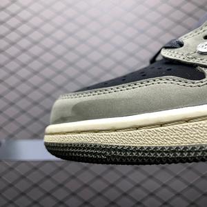 รองเท้าผ้าใบหนังแท้ Travis Scotts รุ่น Retro Comfort คุณภาพเยี่ยม ปี 2026 สำหรับผู้ชาย แบบผูกเชือก สีเขียวมะกอกกลาง สีดำ สี Phantom - Product Image 1