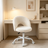 Fauteuil en velours Teddy à dossier enveloppant, design creux respirant, avec vérin à gaz et roulettes silencieuses, idéal pour usage commercial – Vente directe usine
