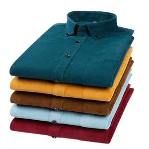 Vestes en velours côtelé pour hommes de couleur personnalisée en usine chemises en velours côtelé de coupe régulière surdimensionnées vintage en coton pour hommes automne hiver