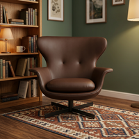 Fauteuil pivotant d'appoint de style Mid-Century Modern avec dossier haut, rembourré, pour salon ou hôtel